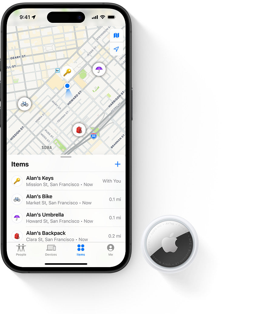 AirTag with Find My app on iPhone